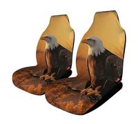 HETPLSD Golden Sunset Bald Eagle Car Seat Covers 2PCS, Universal Front Car Seat Covers for Easy Installation, Elastic Breathable Auto Front Seats Protector for Cars, SUV, Sedan