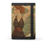 HETPLSD Greek Women Painting Wallet, Unisex Tri-Fold Wallet with Card Slots & Keychain, Lightweight & Minimalist Wallets for Travel, Daily Use, Gifts