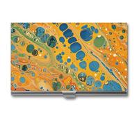 HETPLSD Green Marble Pattern Business Card Holder, Slim Metal Name Cards Organizer, Professional Business Card Case for Men & Women