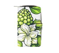 HETPLSD Green Pentagon Fruit Bifold Wallet for Men & Women, Slim PU Leather Wallets with 12 Card Slots | Zipper Cash Pocket | ID Window, Compact Travel Wallet for Daily Use