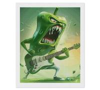 HETPLSD Green Pepper Plays Guitar Diamond Painting Kits for Adults, Full Drill Diamond Dots Painting, DIY 5D Round Gem Art Kits for Gift Home Wall Decor, 16"x20"