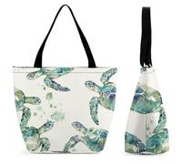 HETPLSD Green Sea Turtle Tote Bag, Stylish Women's Handbags Large Capacity, Durable Oxford Grocery Bag for Work, Shopping