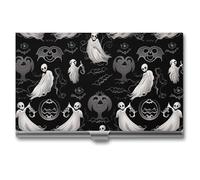 HETPLSD Halloween Goth Business Card Holder, Slim Metal Name Cards Organizer, Professional Business Card Case for Men & Women