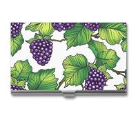 HETPLSD Hand Drawn Mulberries Business Card Holder, Slim Metal Name Cards Organizer, Professional Business Card Case for Men & Women