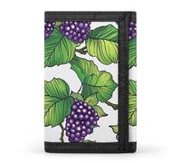 HETPLSD Hand Drawn Mulberries Wallet, Unisex Tri-Fold Wallet with Card Slots & Keychain, Lightweight & Minimalist Wallets for Travel, Daily Use, Gifts