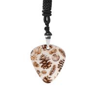 HETPLSD Hand Drawn Pinecones Guitar Pick Necklace Titanium Steel Guitar Pick Pendant Cool Rock Music Necklace for Women Men