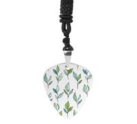 HETPLSD Hand Drawn Tea Leaves Guitar Pick Necklace Titanium Steel Guitar Pick Pendant Cool Rock Music Necklace for Women Men