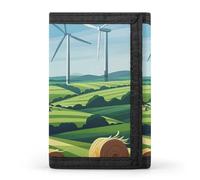 HETPLSD Hay Bale Pattern Wallet, Unisex Tri-Fold Wallet with Card Slots & Keychain, Lightweight & Minimalist Wallets for Travel, Daily Use, Gifts