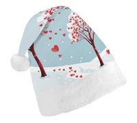 HETPLSD Heart Shaped Leaf Tree Santa Hat Adult Soft Christmas Hat Unisex Xmas Elf Felt Hats for Xmas New Year Party