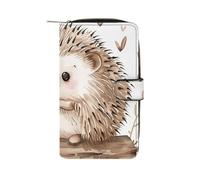 HETPLSD Hedgehog Sitting on Top Bifold Wallet for Men & Women, Slim PU Leather Wallets with 12 Card Slots | Zipper Cash Pocket | ID Window, Compact Travel Wallet for Daily Use