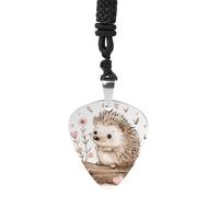 HETPLSD Hedgehog Sitting on Top Guitar Pick Necklace Titanium Steel Guitar Pick Pendant Cool Rock Music Necklace for Women Men