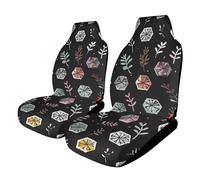 HETPLSD Hexagon Flower Pattern Car Seat Covers 2PCS, Universal Front Car Seat Covers for Easy Installation, Elastic Breathable Auto Front Seats Protector for Cars, SUV, Sedan