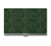 HETPLSD Hunter Green Floral Petals Pattern Business Card Holder, Slim Metal Name Cards Organizer, Professional Business Card Case for Men & Women