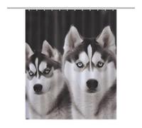 HETPLSD Husky Dog Shower Curtain with 12 Hooks, Rust Proof Grommets, Waterproof Heavy Duty Polyester Bath Curtains Fabric Shower Curtain Liner for Bath Tub, Machine Washable