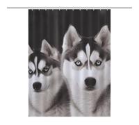 HETPLSD Husky Dog Shower Curtain with 12 Hooks, Rust Proof Grommets, Waterproof Heavy Duty Polyester Bath Curtains Fabric Shower Curtain Liner for Bath Tub, Machine Washable