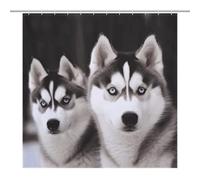 HETPLSD Husky Dog Shower Curtain with 12 Hooks, Rust Proof Grommets, Waterproof Heavy Duty Polyester Bath Curtains Fabric Shower Curtain Liner for Bath Tub, Machine Washable