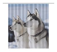 HETPLSD Husky Dogs Shower Curtain with 12 Hooks, Rust Proof Grommets, Waterproof Heavy Duty Polyester Bath Curtains Fabric Shower Curtain Liner for Bath Tub, Machine Washable