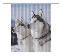 HETPLSD Husky Dogs Shower Curtain with 12 Hooks, Rust Proof Grommets, Waterproof Heavy Duty Polyester Bath Curtains Fabric Shower Curtain Liner for Bath Tub, Machine Washable