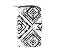 HETPLSD Inky Black Lines Bifold Wallet for Men & Women, Slim PU Leather Wallets with 12 Card Slots | Zipper Cash Pocket | ID Window, Compact Travel Wallet for Daily Use