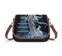 HETPLSD Leather Crossbody Bag for Women, Chang'e Fairy Shoulder Handbag Adjustable Shoulder Bag with Removable Strap