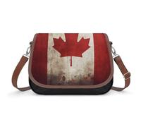 HETPLSD Leather Crossbody Bag for Women, Retro Canada Flag Shoulder Handbag Adjustable Shoulder Bag with Removable Strap