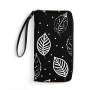 HETPLSD Leaves And Dots Wallet, Long PU Leather Wallet with Wrist Strap, Large Capacity & Multi Card Holder Wallets