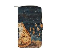 HETPLSD Leopard on The Ground Bifold Wallet for Men & Women, Slim PU Leather Wallets with 12 Card Slots | Zipper Cash Pocket | ID Window, Compact Travel Wallet for Daily Use