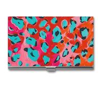 HETPLSD Leopard Spot Pattern Business Card Holder, Slim Metal Name Cards Organizer, Professional Business Card Case for Men & Women