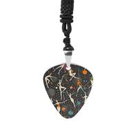 HETPLSD Line Drawing People Guitar Pick Necklace Titanium Steel Guitar Pick Pendant Cool Rock Music Necklace for Women Men
