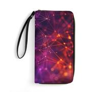 HETPLSD Lines And Dots Wallet, Long PU Leather Wallet with Wrist Strap, Large Capacity & Multi Card Holder Wallets