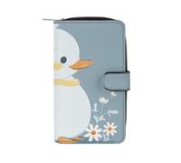 HETPLSD Little White Duck Bifold Wallet for Men & Women, Slim PU Leather Wallets with 12 Card Slots | Zipper Cash Pocket | ID Window, Compact Travel Wallet for Daily Use