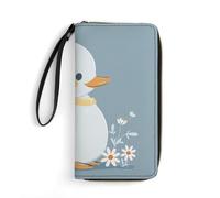 HETPLSD Little White Duck Wallet, Long PU Leather Wallet with Wrist Strap, Large Capacity & Multi Card Holder Wallets