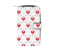HETPLSD Many Heart Shapes Bifold Wallet for Men & Women, Slim PU Leather Wallets with 12 Card Slots | Zipper Cash Pocket | ID Window, Compact Travel Wallet for Daily Use