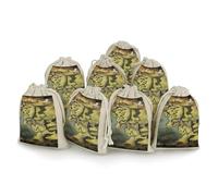 HETPLSD Middle Earth Map Drawstring Gift Bag 8-Pack Muslin Bags 5x6.7in | Reusable Produce Bags Drawstring Jewelry Pouches for Travel, Small Pouches Sachet Bag for Gift Favor, Wedding Party Supplies