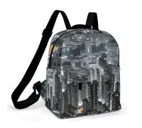 HETPLSD Mini Backpack Purse for Women - Aerial Night of View Hong Kong Daypack Waterproof Oxford Small Backpack Lightweight Shoulder Bag Casual Rucksack for Shopping, Travel, Work, Hiking