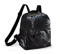 HETPLSD Mini Backpack Purse for Women - Black Pug Dog Puppy Daypack Waterproof Oxford Small Backpack Lightweight Shoulder Bag Casual Rucksack for Shopping, Travel, Work, Hiking