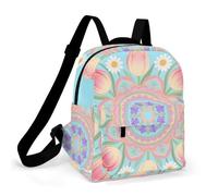 HETPLSD Mini Backpack Purse for Women - Bohemian Mandala Flower Daypack Waterproof Oxford Small Backpack Lightweight Shoulder Bag Casual Rucksack for Shopping, Travel, Work, Hiking