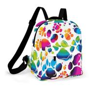 HETPLSD Mini Backpack Purse for Women - Colorful Dog Paw Daypack Waterproof Oxford Small Backpack Lightweight Shoulder Bag Casual Rucksack for Shopping, Travel, Work, Hiking