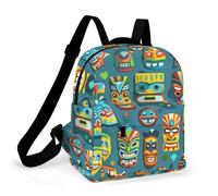 HETPLSD Mini Backpack Purse for Women - Colorful Tiki Mask Pattern Daypack Waterproof Oxford Small Backpack Lightweight Shoulder Bag Casual Rucksack for Shopping, Travel, Work, Hiking