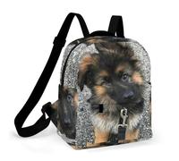 HETPLSD Mini Backpack Purse for Women - Cute German Shepherd Puppy Daypack Waterproof Oxford Small Backpack Lightweight Shoulder Bag Casual Rucksack for Shopping, Travel, Work, Hiking