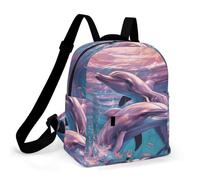 HETPLSD Mini Backpack Purse for Women - Dolphins Art Daypack Waterproof Oxford Small Backpack Lightweight Shoulder Bag Casual Rucksack for Shopping, Travel, Work, Hiking