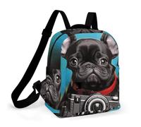 HETPLSD Mini Backpack Purse for Women - French Bulldog Puppy with Camera Daypack Waterproof Oxford Small Backpack Lightweight Shoulder Bag Casual Rucksack for Shopping, Travel, Work, Hiking