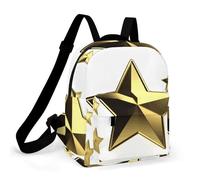 HETPLSD Mini Backpack Purse for Women - Gold Star Daypack Waterproof Oxford Small Backpack Lightweight Shoulder Bag Casual Rucksack for Shopping, Travel, Work, Hiking