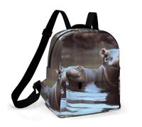 HETPLSD Mini Backpack Purse for Women - Hippos Daypack Waterproof Oxford Small Backpack Lightweight Shoulder Bag Casual Rucksack for Shopping, Travel, Work, Hiking