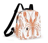 HETPLSD Mini Backpack Purse for Women - Orange Shrimp Pattern Daypack Waterproof Oxford Small Backpack Lightweight Shoulder Bag Casual Rucksack for Shopping, Travel, Work, Hiking