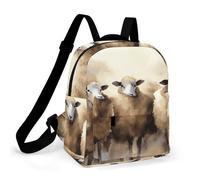 HETPLSD Mini Backpack Purse for Women - Sheeps Watercolor Daypack Waterproof Oxford Small Backpack Lightweight Shoulder Bag Casual Rucksack for Shopping, Travel, Work, Hiking