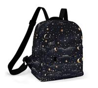 HETPLSD Mini Backpack Purse for Women - Stars And Moon on Dark Background Daypack Waterproof Oxford Small Backpack Lightweight Shoulder Bag Casual Rucksack for Shopping, Travel, Work, Hiking