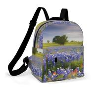 HETPLSD Mini Backpack Purse for Women - Texas Bluebonnets Scenery Daypack Waterproof Oxford Small Backpack Lightweight Shoulder Bag Casual Rucksack for Shopping, Travel, Work, Hiking