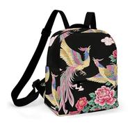 HETPLSD Mini Backpack Purse for Women - Two Phoenixes Daypack Waterproof Oxford Small Backpack Lightweight Shoulder Bag Casual Rucksack for Shopping, Travel, Work, Hiking