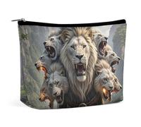 HETPLSD Nine Lions Cosmetic Bag PU Leather Makeup Bag with Zipper, Portable Travel Toiletry Organizer for Women Men